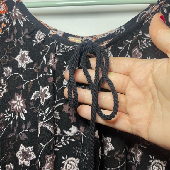 🌻Women’s Free People Lucky Loosey Floral Print Boho Mini Dress Onyx Combo Sz S - Picture 10 of 16